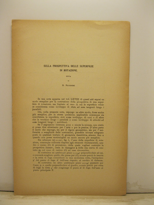 Sulla prospettiva delle superficie di rotazione